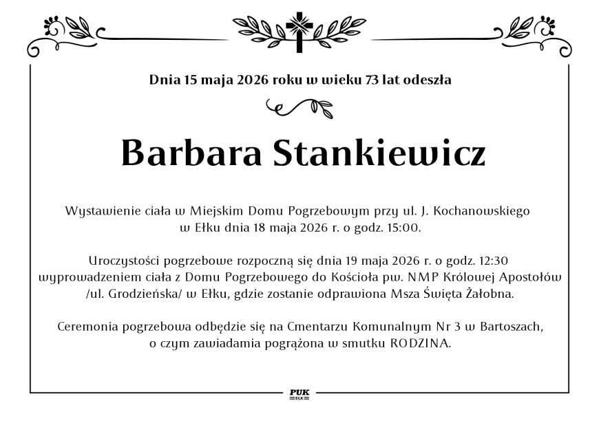 Barbara Stankiewicz - nekrolog